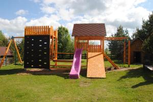 a playground with a slide and a play structure at Sodyba Ciciriai in Vėdariai