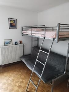 Pokój z 2 łóżkami piętrowymi i drabiną w obiekcie La Maison de Raph w mieście Villeneuve dʼOlmes