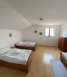 Habitación con 2 camas y ventana en Ličke noći en Donji Lapac