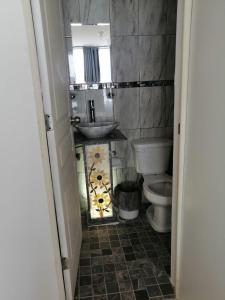 łazienka z umywalką i toaletą w obiekcie (1) Cuarto confortable en la zona de Angelópolis. w mieście Tlazcalancingo