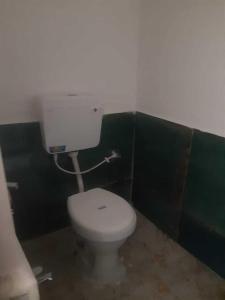 baño con aseo blanco y pared verde en OYO Hotel River, en Bhilai