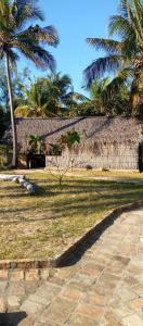 un parco con palme e un sentiero in pietra di Povoado Bitonga a Inhambane