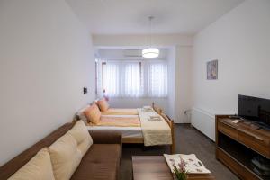 a living room with a couch and a bed at Guesthouse Rose in Sarajevo