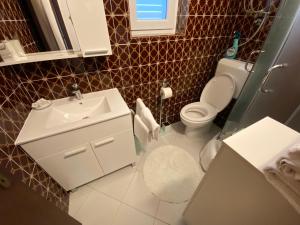 a bathroom with a white toilet and a sink at Apartments Flora 2 in Rab