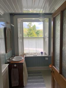 baño con lavabo y ventana en Ballyteige Lodge en Ballyteige Bridge