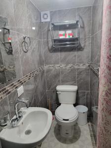 a bathroom with a toilet and a sink at (6)Cuarto ideal para descansar. in Tlazcalancingo