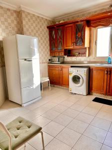開羅的住宿－A lovely large master bedroom Maadi Degla，厨房配有白色冰箱和洗碗机。