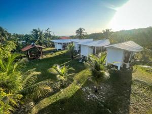 an aerial view of a house with palm trees at Pousada Vettore in Atins