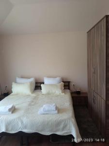 泰拉維的住宿－Phudze，一间卧室配有一张床,上面有两条毛巾