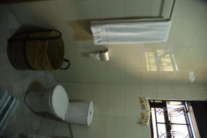 uma pequena casa de banho com um WC e uma janela em Gamaleo Apartment Namulanda em Namulanda