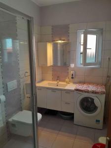 a bathroom with a sink and a washing machine at Apartments in Valbandon/Istrien 8381 in Štinjan