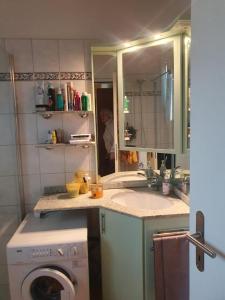 a kitchen with a washing machine and a sink at Casa Nadja, nähe Skigebiet Flims-Lax in Ems +15 photos