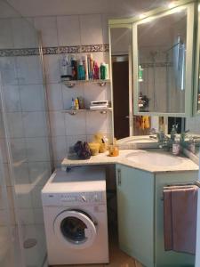 a kitchen with a washing machine and a sink at Casa Nadja, nähe Skigebiet Flims-Lax in Ems