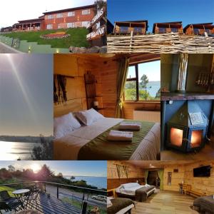 a collage of pictures of a hotel room at Hotel y Cabañas Terrazas Vista al Mar hct in Ancud +37 photos