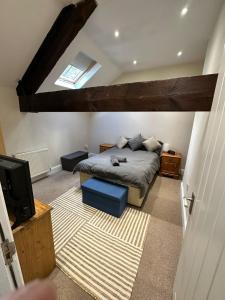 a bedroom with a bed and a tv in it at RIVERSIDE APARTMENT IN THE CENTRE in Boston