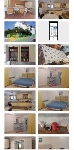 un collage de fotos de un dormitorio y una cama en Hana Apartments, en Zadar