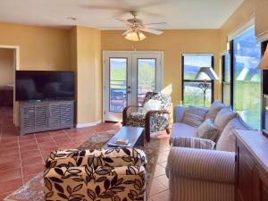 - un salon avec un canapé et une télévision dans l'établissement Gorgeous Mountain and City Views, Pools, and Hot Tubs, à Tucson