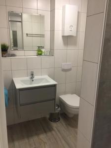 a bathroom with a sink and a toilet at Appartment Simmertal in Simmertal