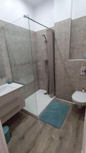 y baño con ducha, lavabo y aseo. en Appartement centre-historique 70 m2 en Fréjus