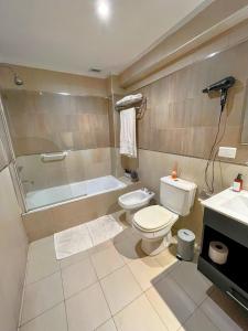 a bathroom with a toilet and a tub and a sink at Vivanco 1555 Tigre Centro 1 in Tigre