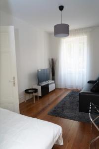 sala de estar con cama y sofá en Beau T2 quartier Contades en Estrasburgo