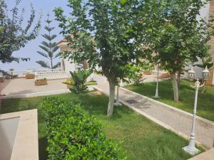 un parque con árboles y luz de la calle en appartement in al hoceima, en Alhucemas