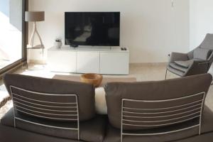LE SOLAVUE 150 M2 VUE EXCEPTIONNELLE SUR LE LAC的电视和/或娱乐中心