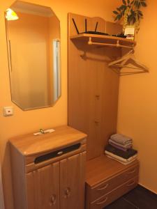 ein Bad mit einem Waschbecken und einem Spiegel in der Unterkunft Apartment Nürnberg City-Center in Nürnberg