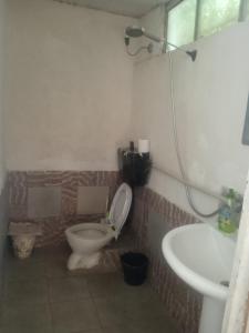 a bathroom with a toilet and a sink at hostel Mrganush in Meghri