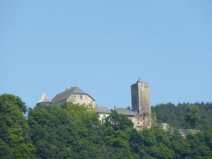 an old castle on top of a hill at Pension Feiken in Wesenufer