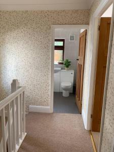 a bathroom with a toilet and a sink at Self Contained Guest Suite in South Milford