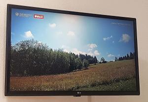 a television screen with a picture of a field at Sea Paradise Apartment in Valledoria
