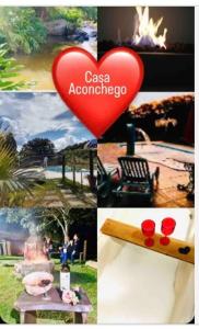 un collage de fotos con un corazón y una foto de un parque en Aconchego na montanha com BANHEIRA de imersão e 5 suítes 7,5km do centro Águas de Lindóia, en Águas de Lindóia