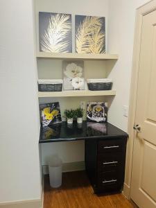 a desk with plants on it in a room at One bedroom apt near NRG and Medical Ctr in Houston
