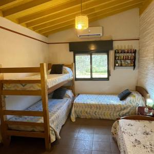 a room with two bunk beds and a window at Dimensión Desconocida in Piriápolis