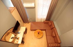 an overhead view of a living room with a couch at Newalla Hotel Old City in Istanbul