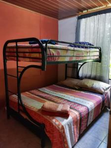 two bunk beds in a room with a window at El Encanto Caño Negro in Caño Negro