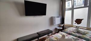 TV a/nebo společenská místnost v ubytování XuBa ApartmentRooms Messe Wien Prater