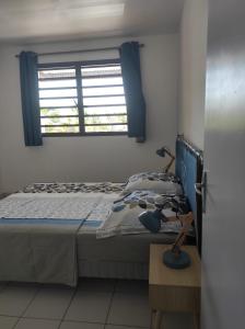 a bedroom with a bed and a window at La Coraline Standing in Kourou