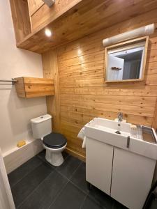 a bathroom with a toilet and a sink at Studio idéal proche centre Paris in Boulogne-Billancourt