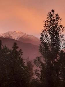 vistas a una montaña cubierta de nieve con árboles en Casa Pueblo, en Pisco Elqui