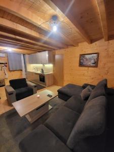a living room with a couch and a table at Vikendica Chalet Nišići in Ilijaš