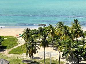 vistas a una playa con palmeras y al océano en Charming 1-BR Apartment in Boa Viagem - with Ocean View, en Recife