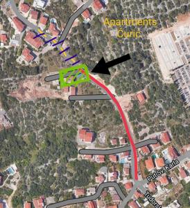 a map of the proposed improvements to the freeway at Apartments Ćurić in Trogir