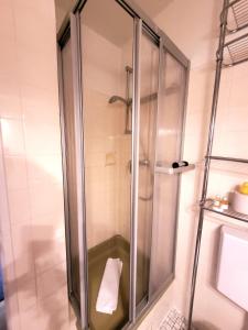 ヴィンターベルクにあるWinterberg Appartement 21090のバスルーム(ガラスドア付きのシャワー付)