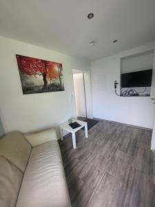 TV a/nebo společenská místnost v ubytování Ruhiges Apartment mit Blick in den Garten