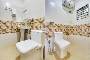 two pictures of a bathroom with a toilet and a sink at S M RESIDENCY HOTEL in Bangalore