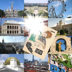 un collage d’images de villes et de bâtiments dans l'établissement Vienna as it's best - Apartment "Egon Schiele", à Vienne