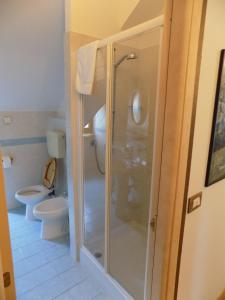 a bathroom with a shower and a toilet at LA ROCCA BIANCA in Demonte