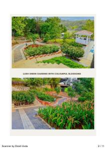 two pictures of a garden with trees and plants at The Lilly Pad in Nashik